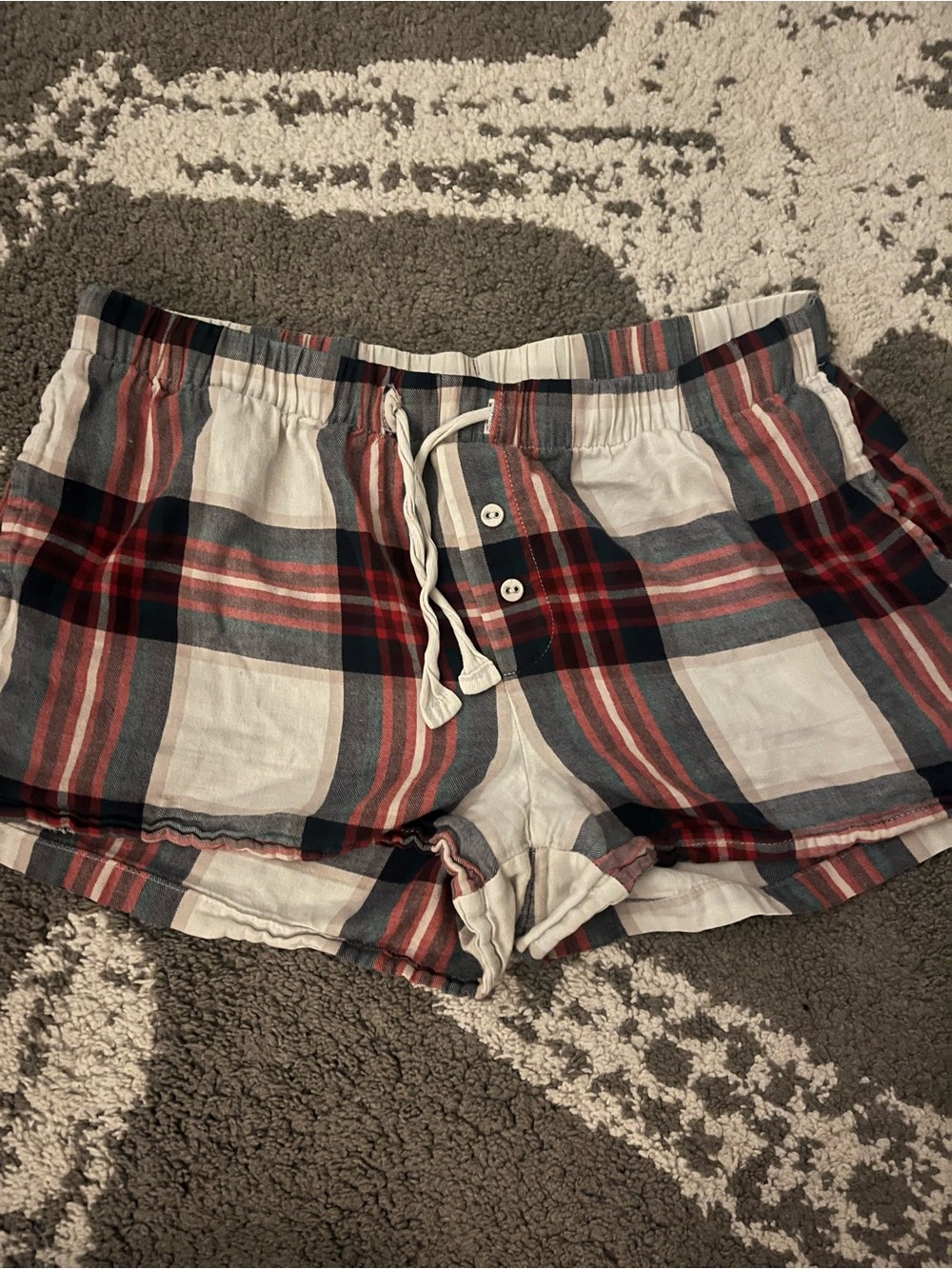 stars above Plaid Shorts in Red, Navy & Cream